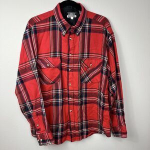 Vintage Men’s Current Editions Red Plaid Acrylic Flannel Size LG Made in Korea